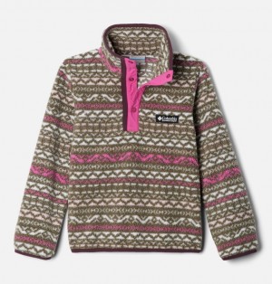 Columbia Helvetia™ II Sherpa Half Snap Printed Fleece Boys's Sweatshirts Pink | 96425400