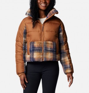 Columbia Leadbetter Point™ II Sherpa Printed Women Puffer Jacket Brown | 57982691