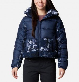 Columbia Leadbetter Point™ II Sherpa Printed Women Puffer Jacket Navy | 33151963