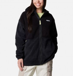 Columbia PFG Open Water™ Hooded Sherpa Women Fleece Jackets Black | 45614654