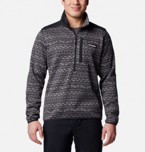Columbia Sweater Weather™ III Half Zip Printed Men Fleece Black | 30213972