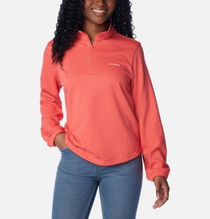 Columbia Trek™ French Terry Half Zip Top Women Sweatshirts Coral | 28328191