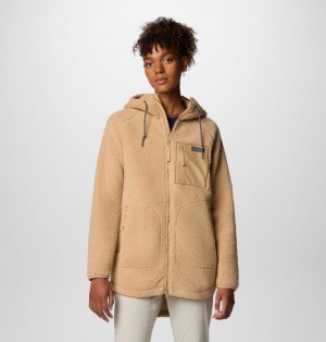 Columbia Winter Warmth™ Hooded Sherpa Women Fleece Jackets Brown | 6375240